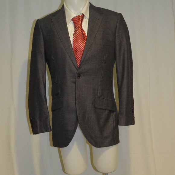 Miller's Oath Gray Herringbone Super 100 One Button Suit Jacket 39R - Picture 2 of 11